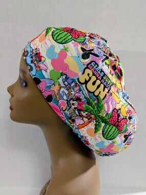 Summer, Watermelon, Mouse, Euro Style Scrub Cap, Scrub Cap, Chemo Hat